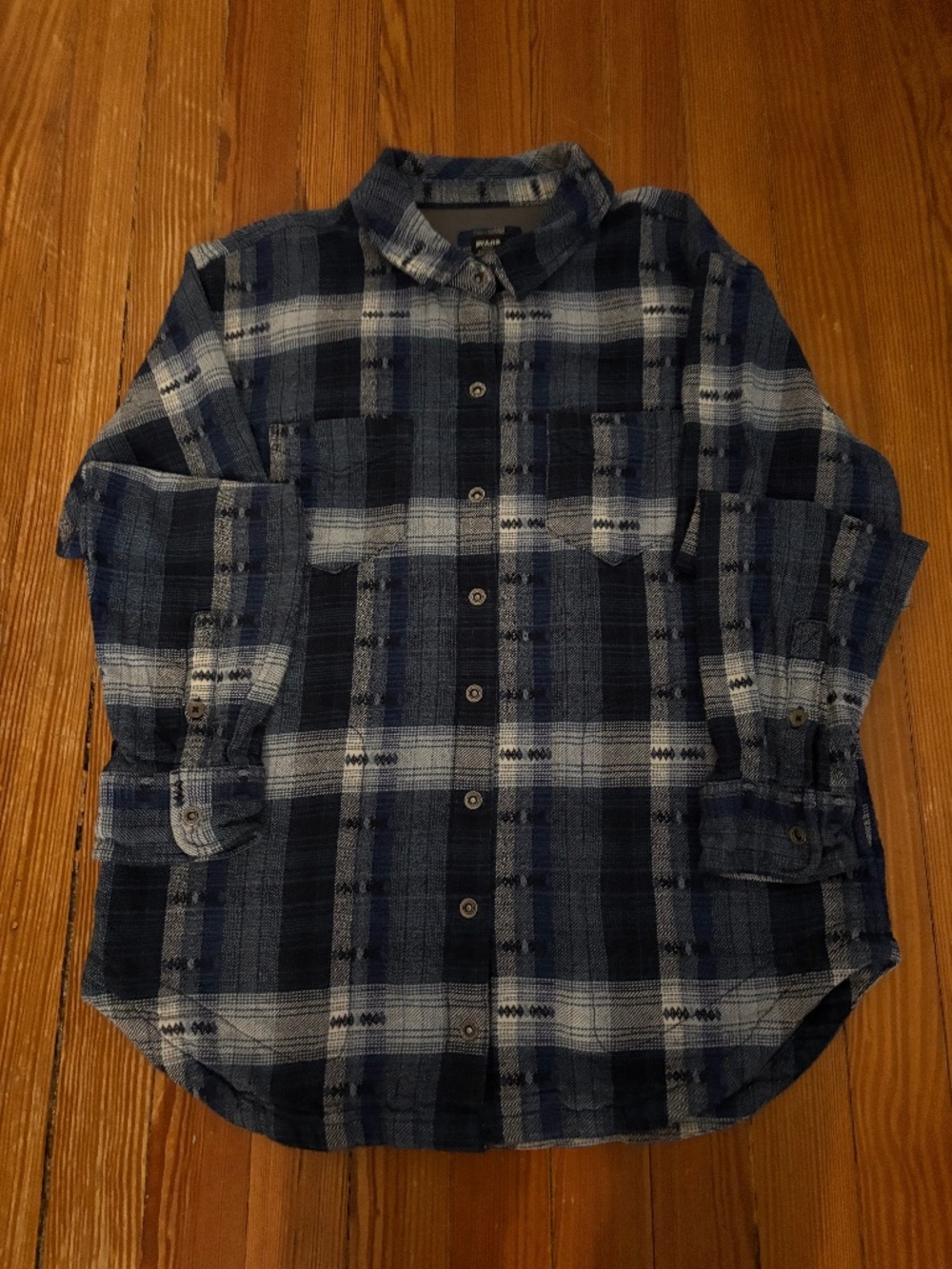 Lined Flannel Plaid Shirt Jacket Shacket Prana Blue Organic Cotton Emerick Wome